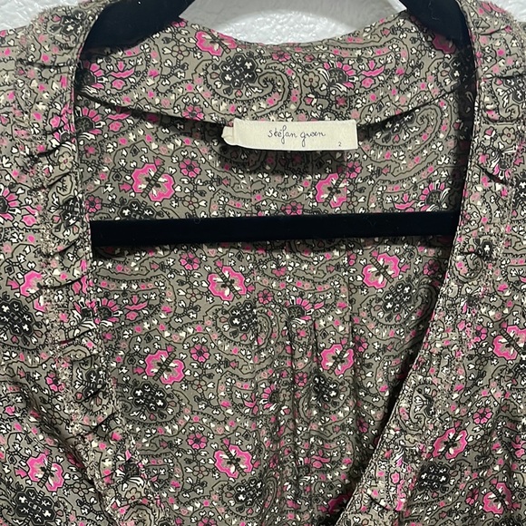 Stefan green, pink/taupe dress, size 2, 3/4 sleeve - Picture 4 of 7